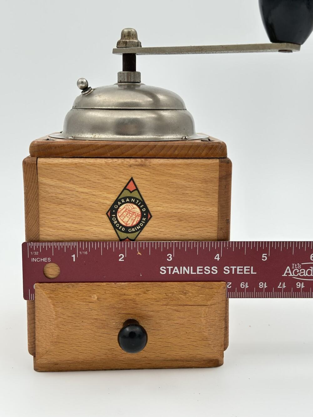 Vintage German Coffee Grinder Mill, Beechwood, Chrome Dome, "5104"
